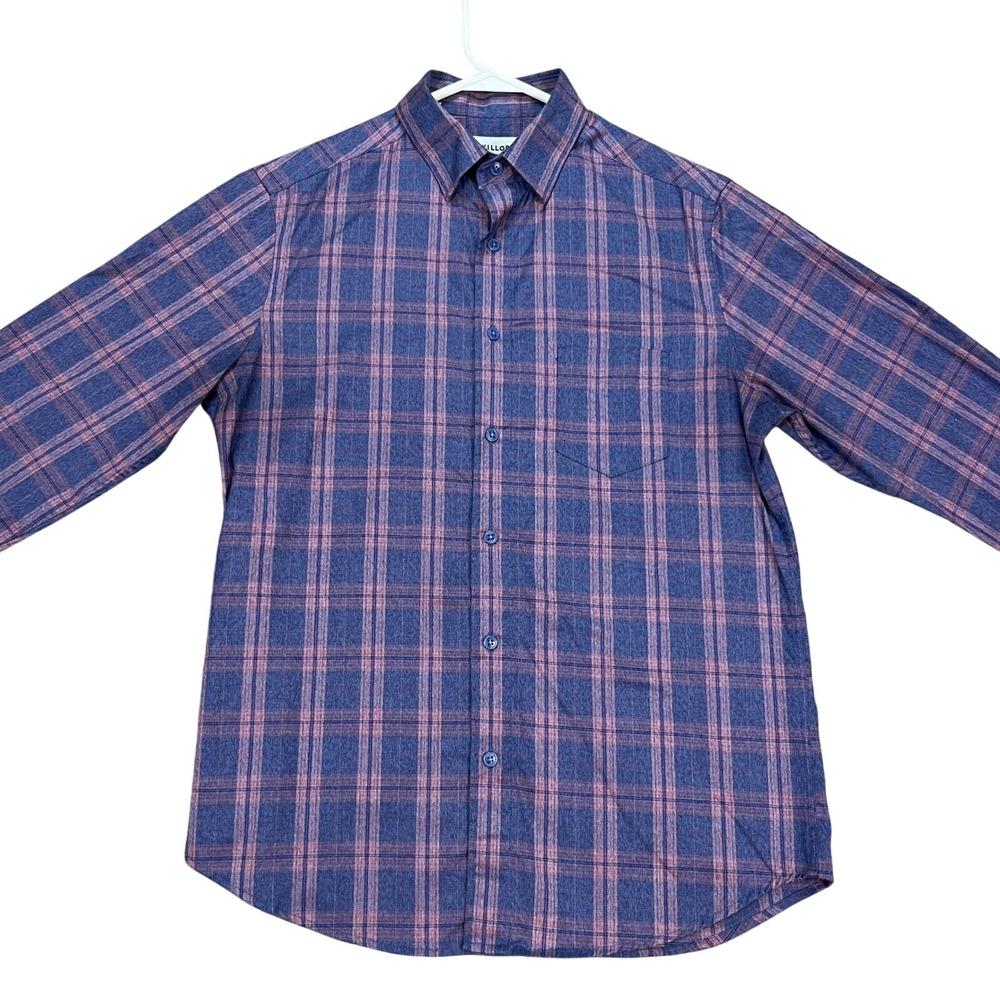 Twillory Untuckable Shirt Mens S Blue Pink Plaid Long Sleeve Button Down EUC